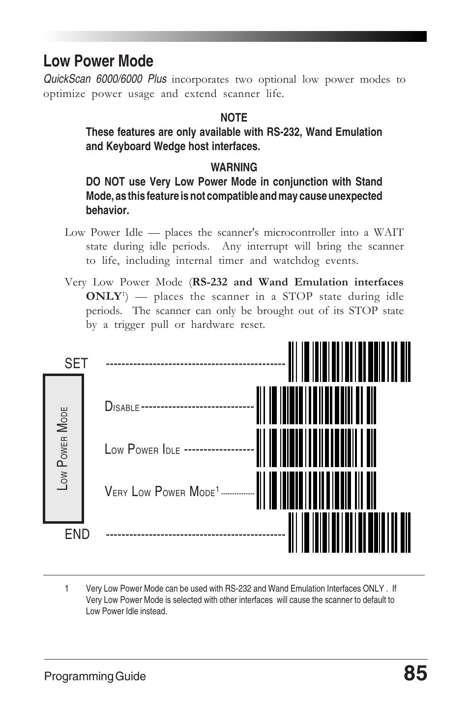 Low power mode | Datalogic Scanning QUICKSCAN 6000 User Manual | Page 89 / 104