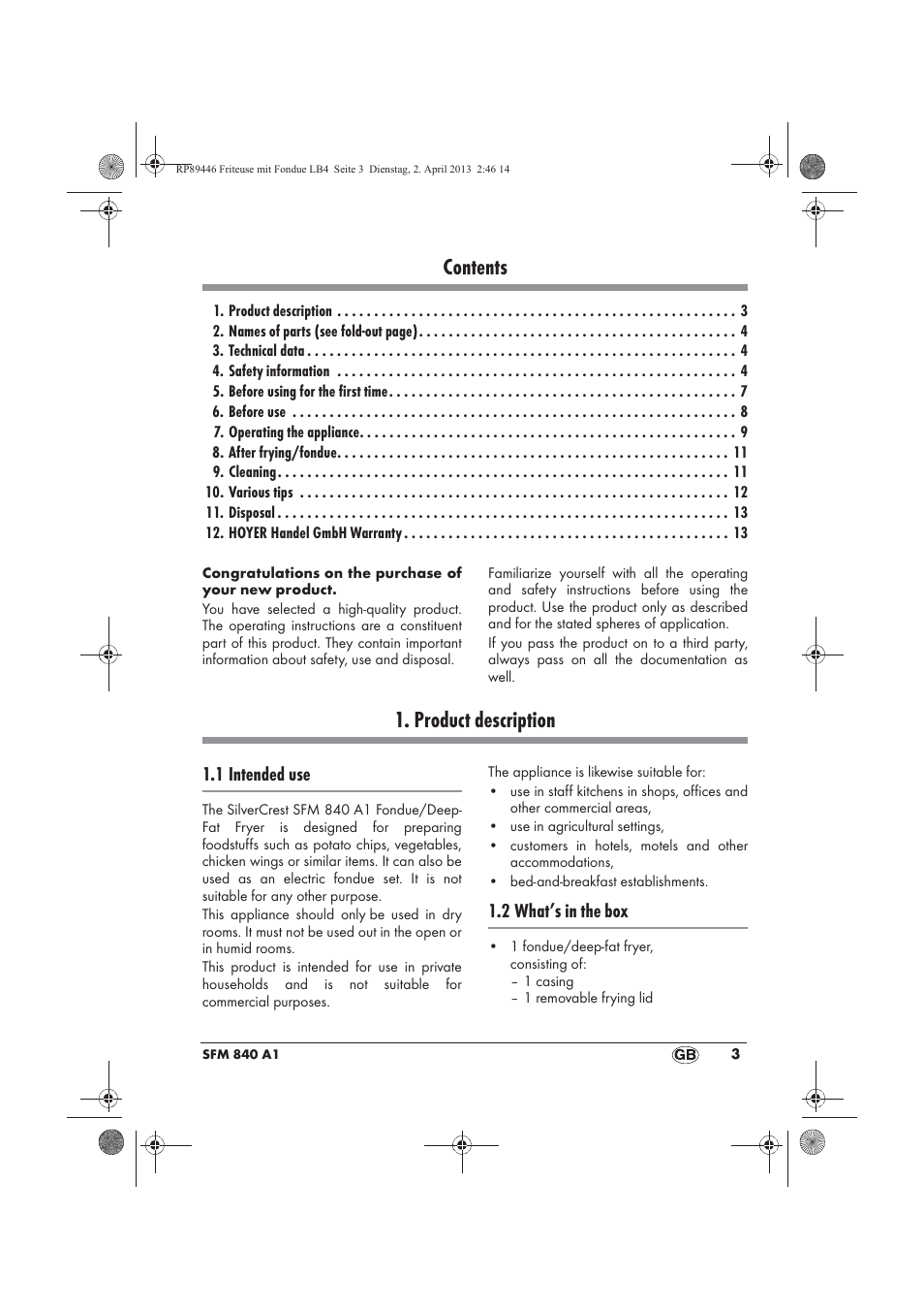 Silvercrest SFM 840 A1 User Manual | Page 5 / 98