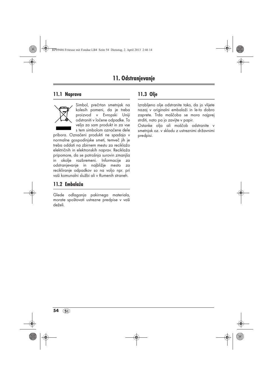 Odstranjevanje | Silvercrest SFM 840 A1 User Manual | Page 56 / 98