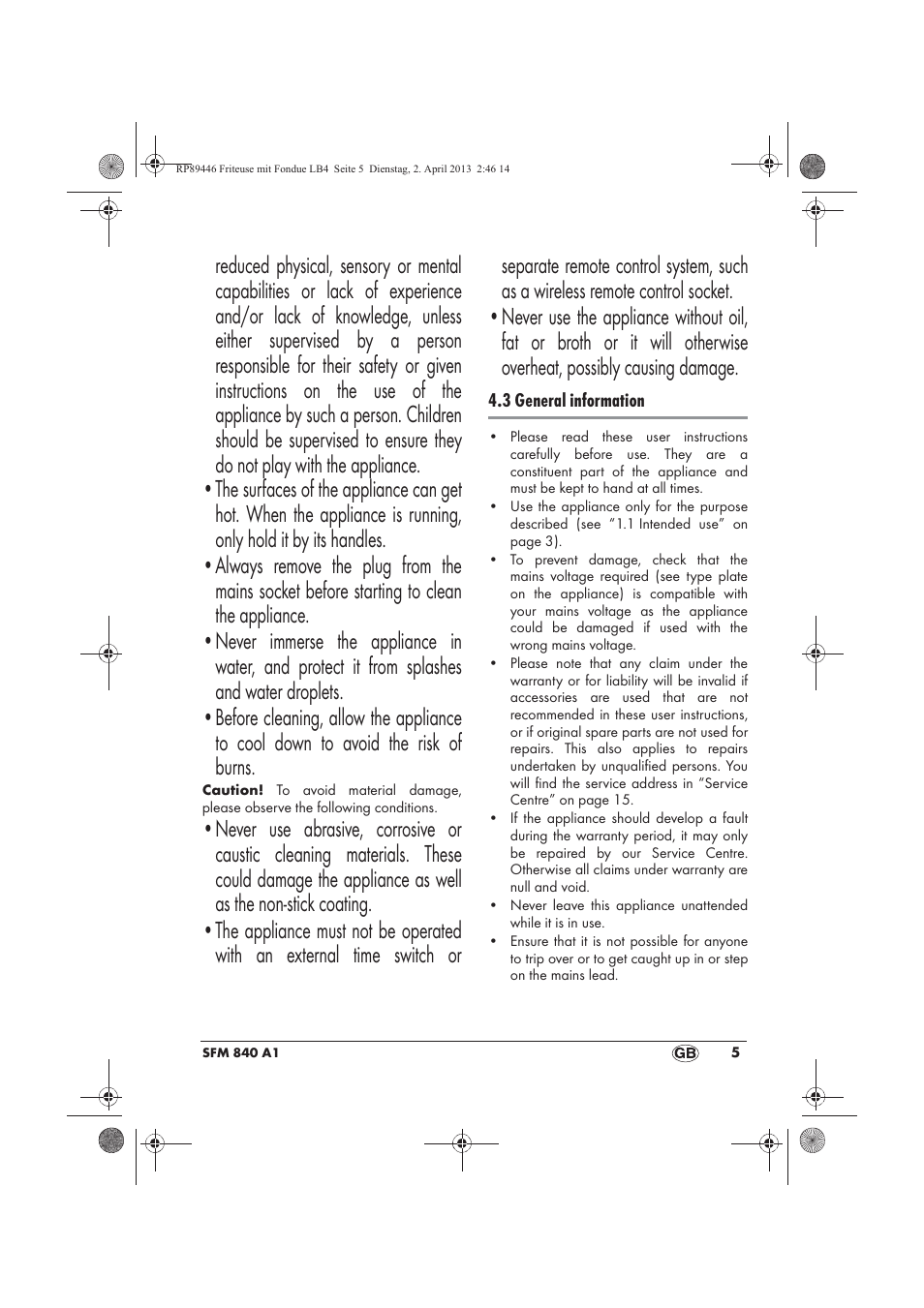 Silvercrest SFM 840 A1 User Manual | Page 7 / 98