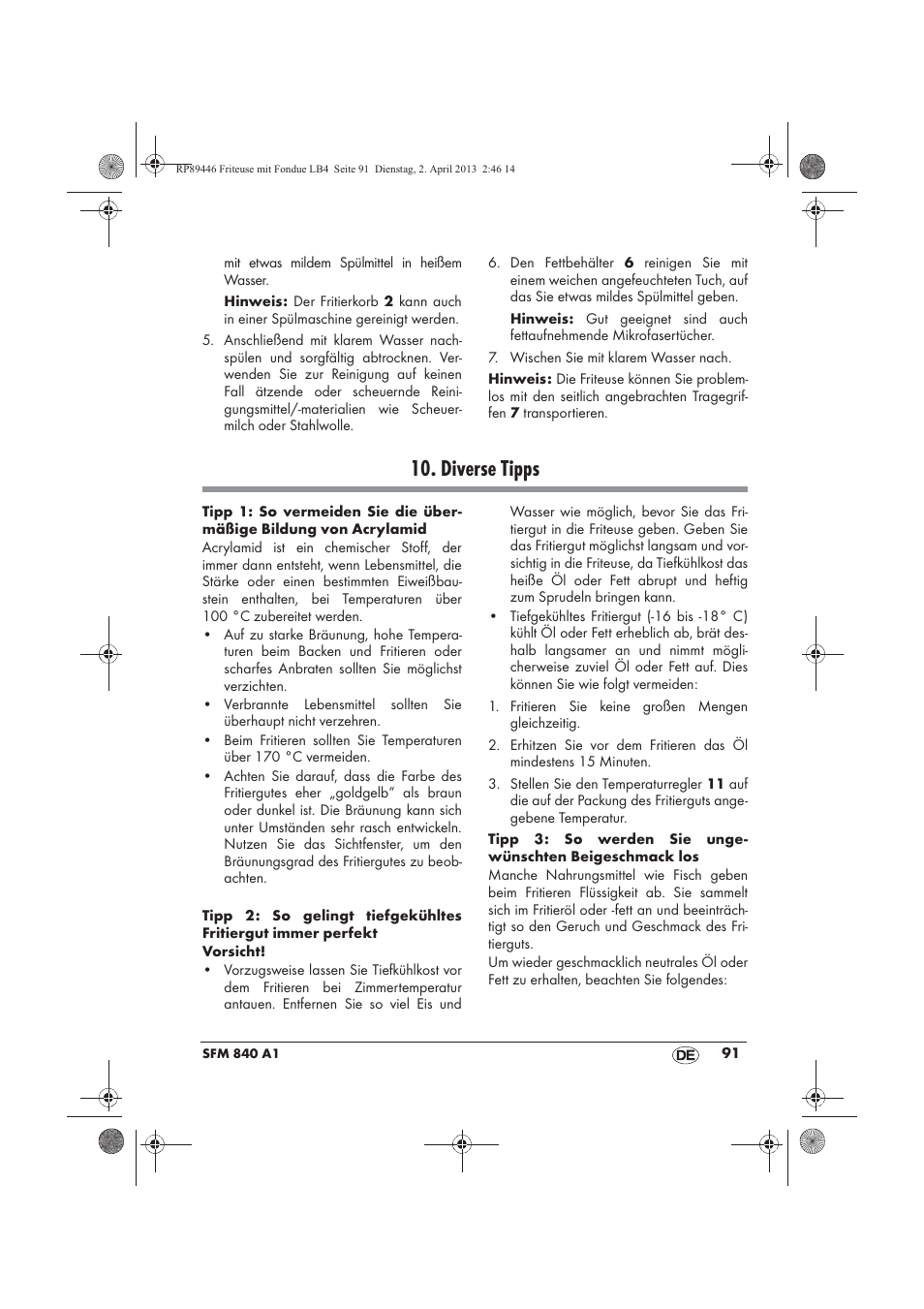 Diverse tipps | Silvercrest SFM 840 A1 User Manual | Page 93 / 98