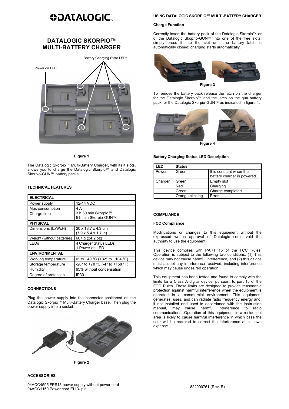 Datalogic Scanning SKORPIO Multi-Battery Charger User Manual | 1 page