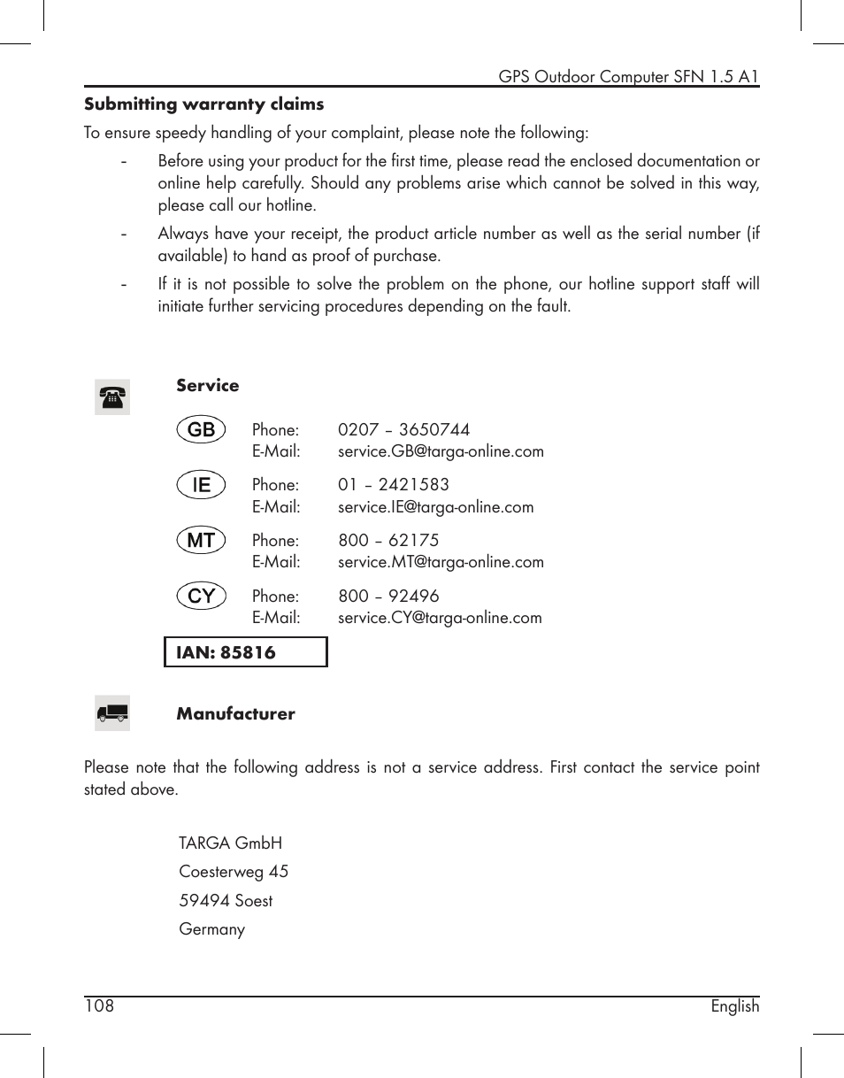 Silvercrest SFN 1.5 A1 User Manual | Page 110 / 147