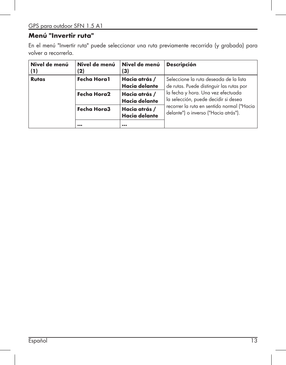 Menú "invertir ruta | Silvercrest SFN 1.5 A1 User Manual | Page 15 / 147