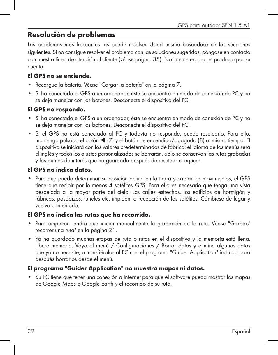 Resolución de problemas | Silvercrest SFN 1.5 A1 User Manual | Page 34 / 147