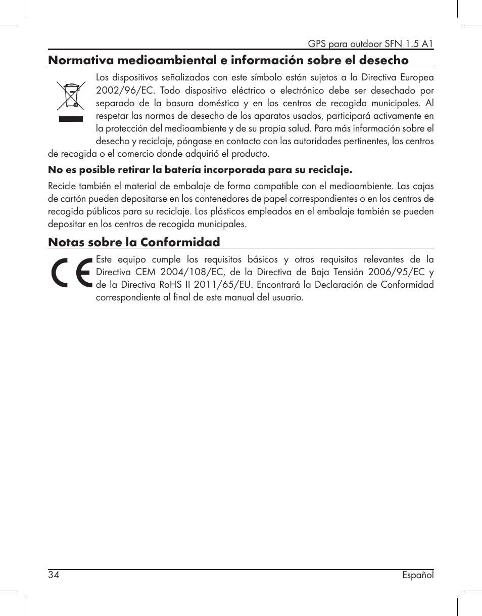 Notas sobre la conformidad | Silvercrest SFN 1.5 A1 User Manual | Page 36 / 147