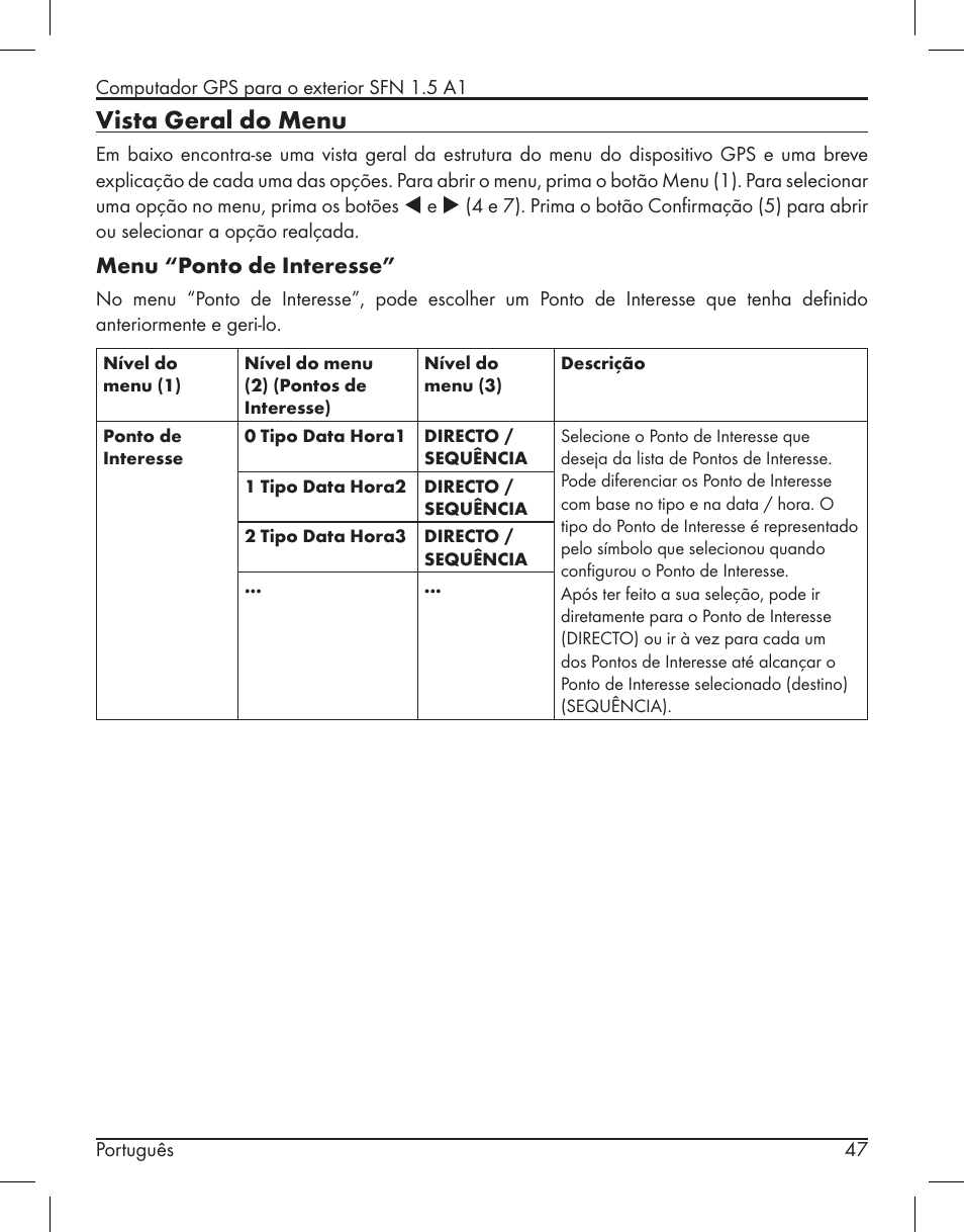 Vista geral do menu, Menu “ponto de interesse | Silvercrest SFN 1.5 A1 User Manual | Page 49 / 147