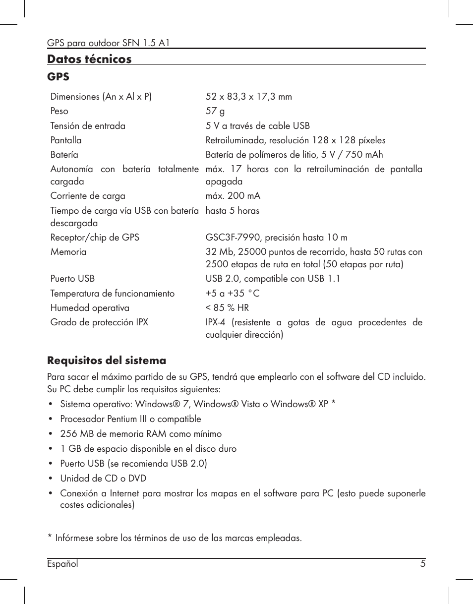 Datos técnicos | Silvercrest SFN 1.5 A1 User Manual | Page 7 / 147