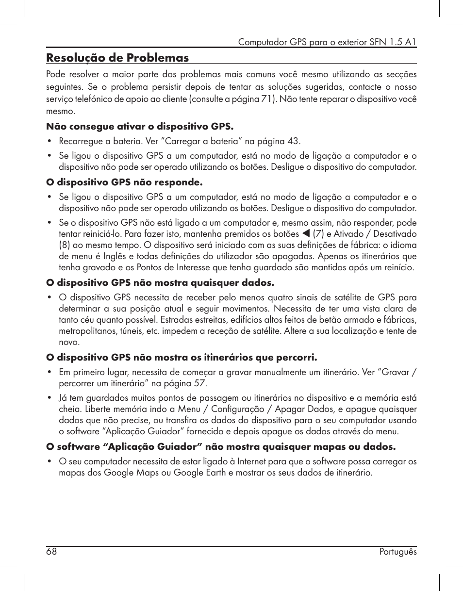 Resolução de problemas | Silvercrest SFN 1.5 A1 User Manual | Page 70 / 147