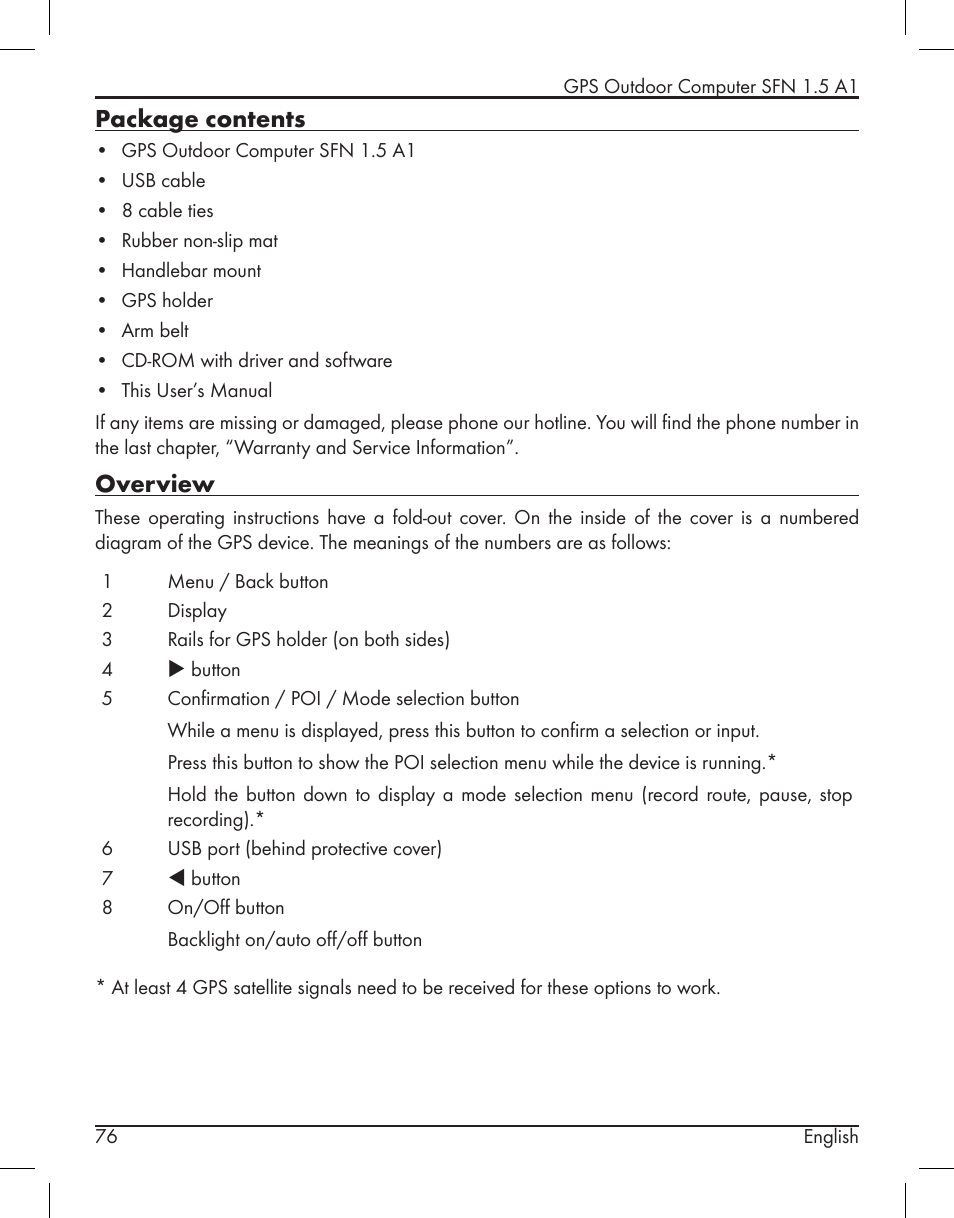 Package contents, Overview | Silvercrest SFN 1.5 A1 User Manual | Page 78 / 147