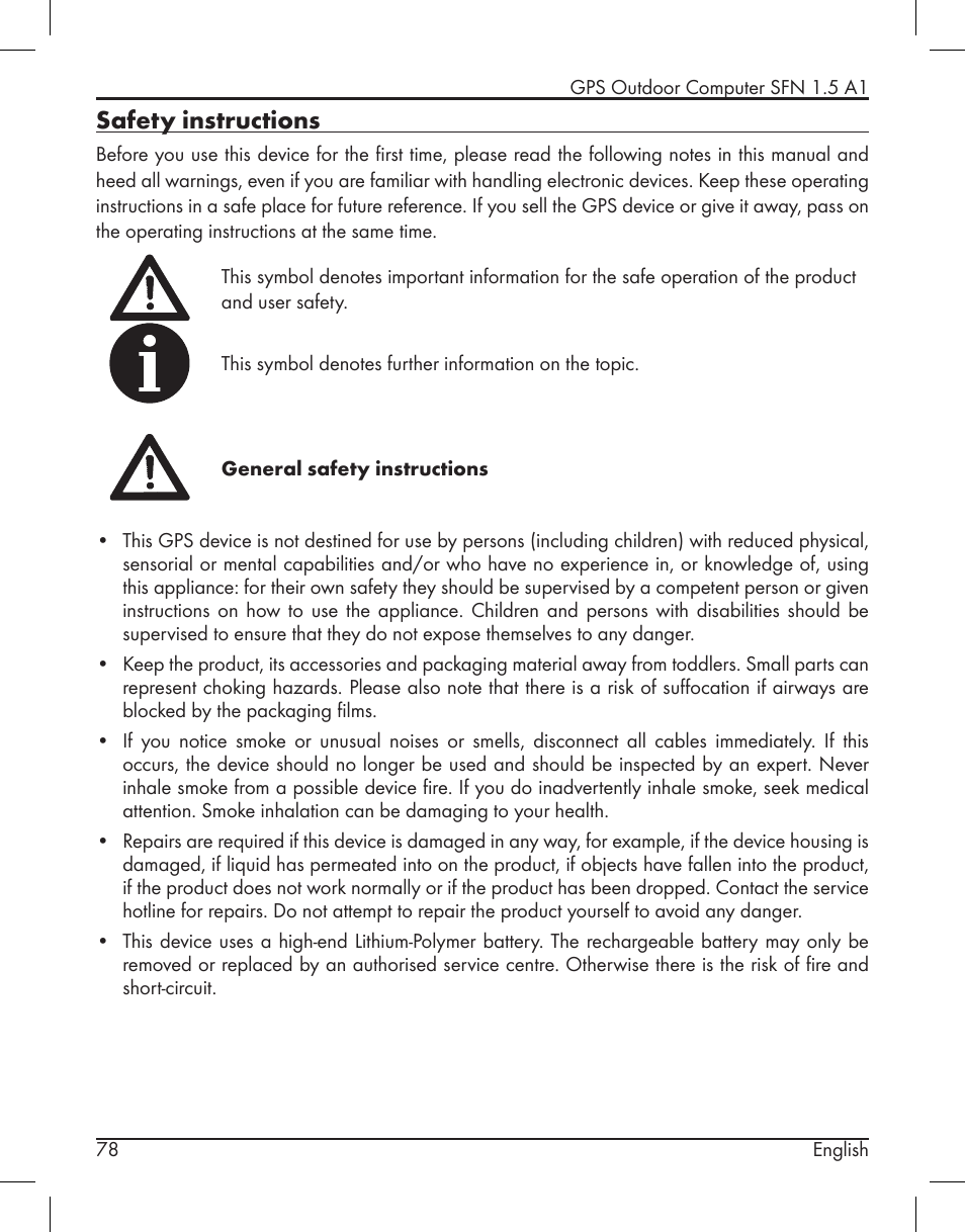 Safety instructions | Silvercrest SFN 1.5 A1 User Manual | Page 80 / 147