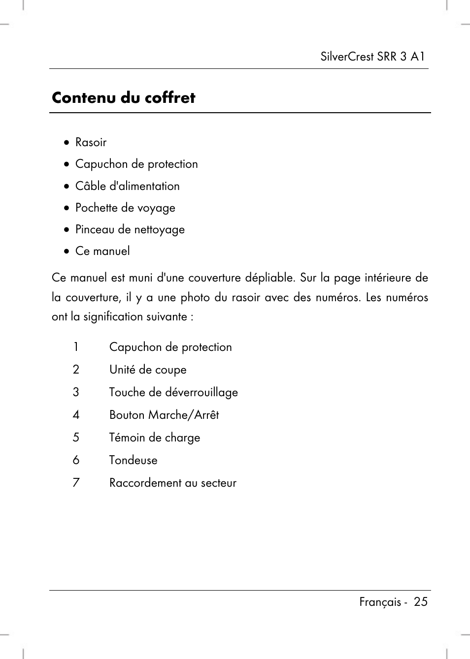 Contenu du coffret | Silvercrest SRR 3 A1 User Manual | Page 27 / 110