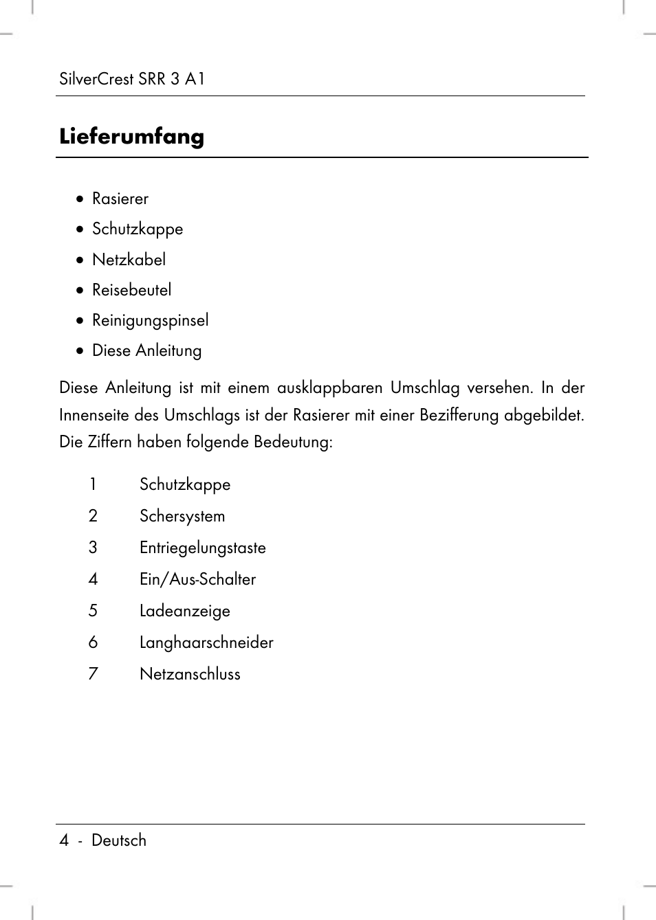 Lieferumfang | Silvercrest SRR 3 A1 User Manual | Page 6 / 110