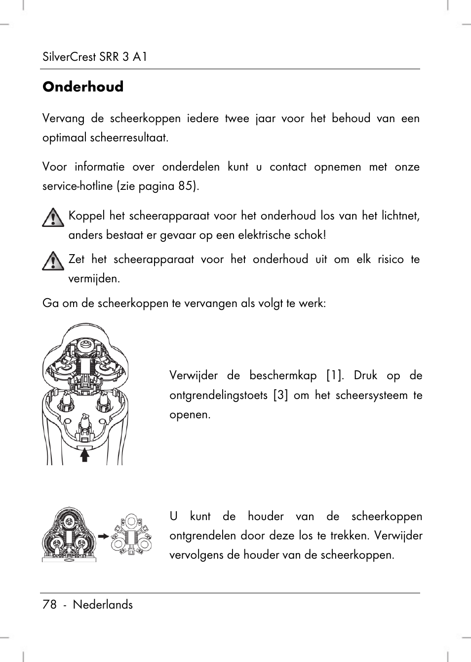 Onderhoud | Silvercrest SRR 3 A1 User Manual | Page 80 / 110