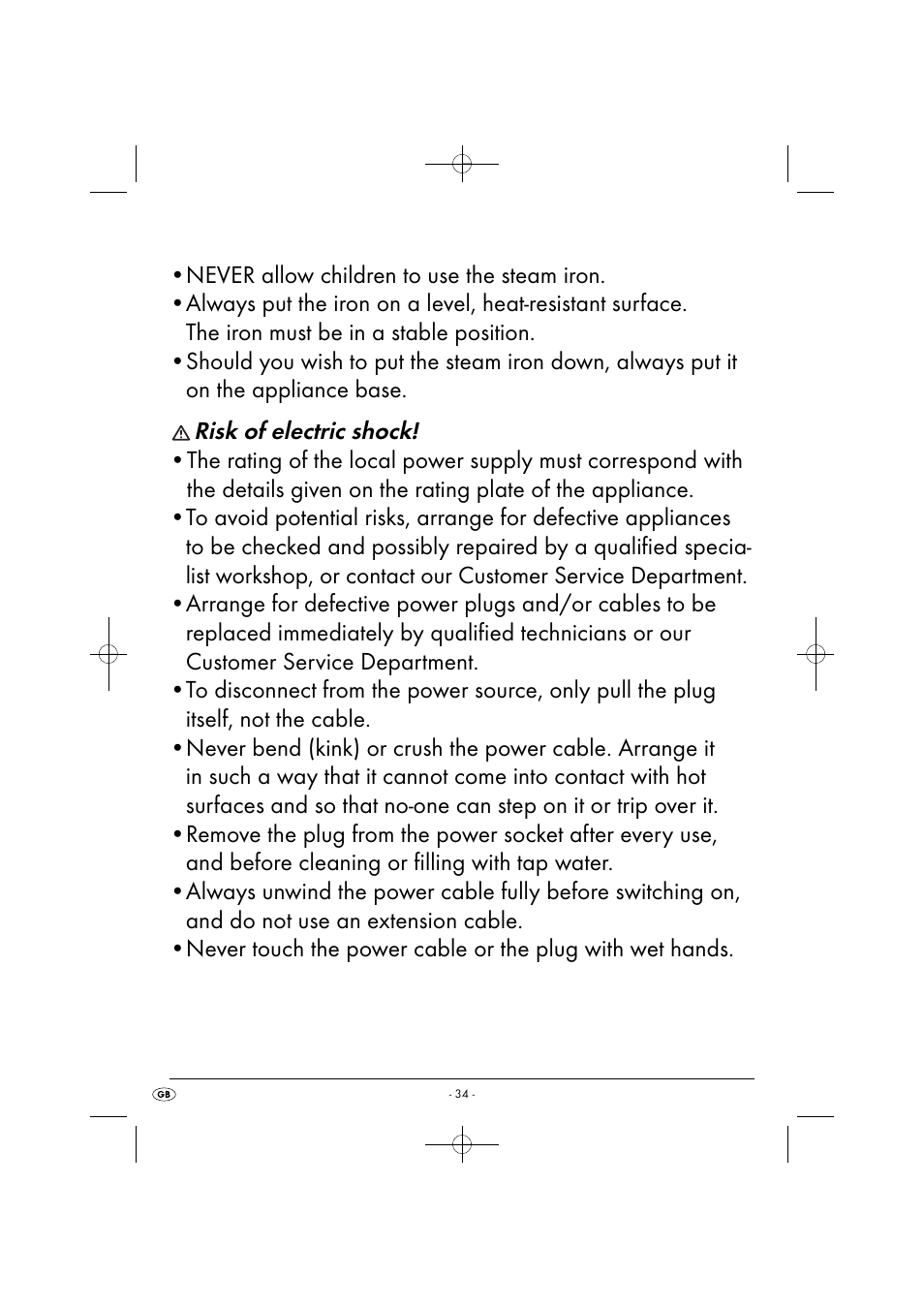 Risk of electric shock | Silvercrest SDB 2200 C1 User Manual | Page 37 / 44