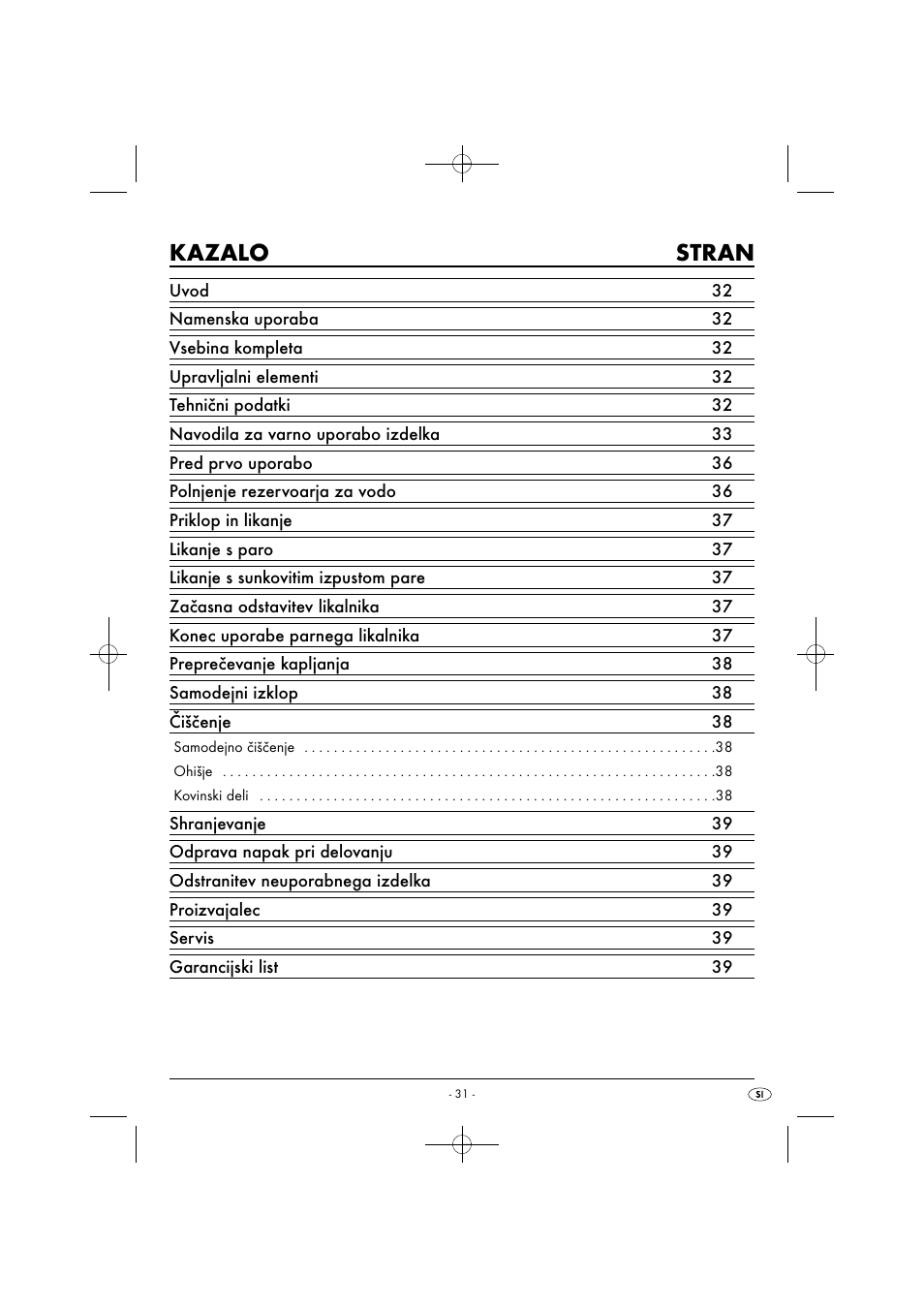 Kazalo stran | Silvercrest SDB 2200 C1 User Manual | Page 34 / 74