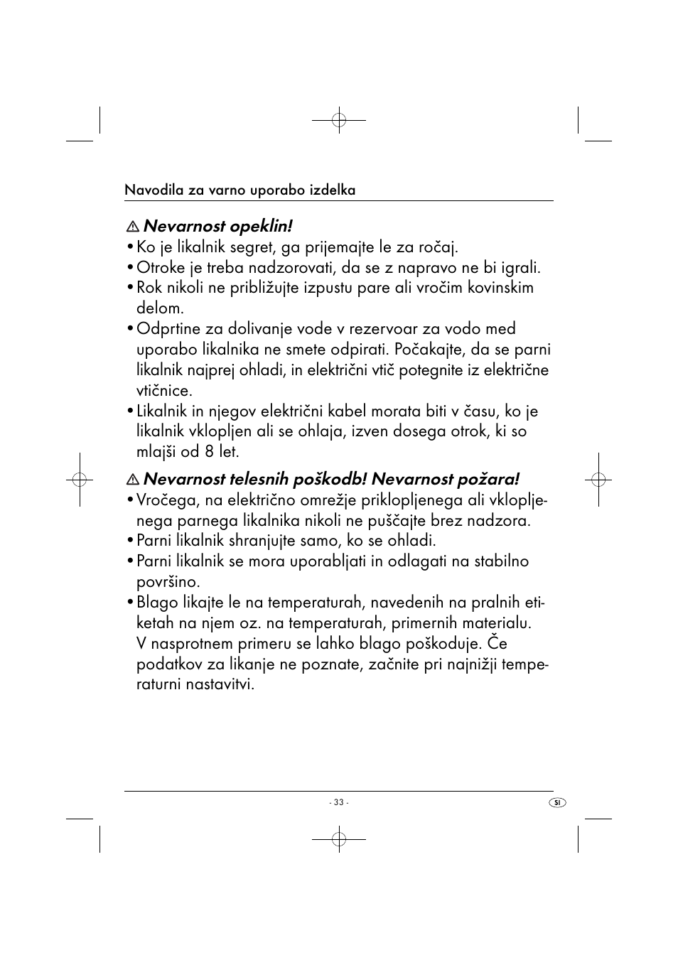 Nevarnost opeklin, Nevarnost telesnih poškodb! nevarnost požara | Silvercrest SDB 2200 C1 User Manual | Page 36 / 74