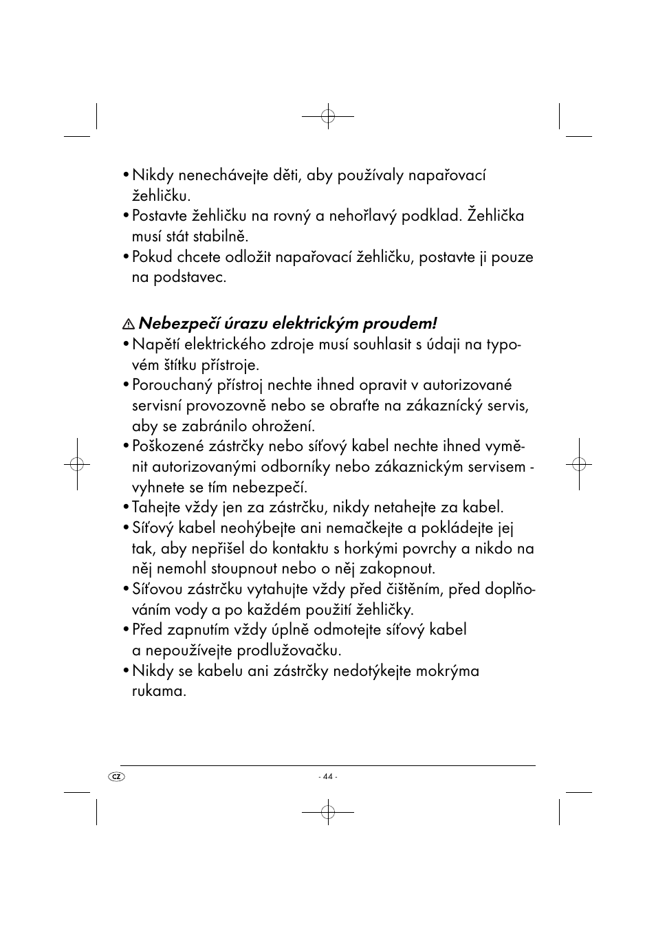 Nebezpečí úrazu elektrickým proudem | Silvercrest SDB 2200 C1 User Manual | Page 47 / 74