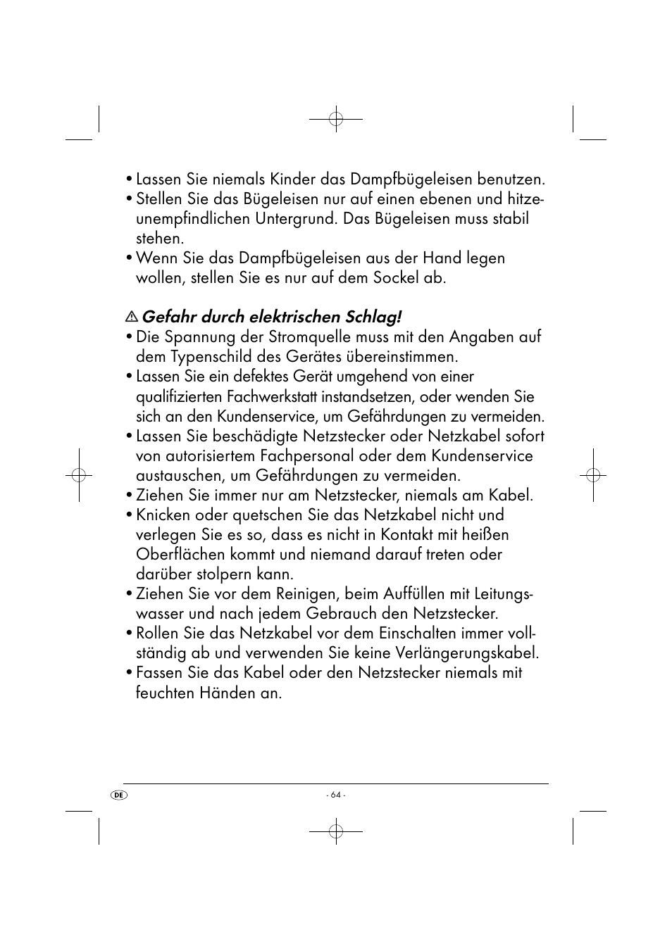 Gefahr durch elektrischen schlag | Silvercrest SDB 2200 C1 User Manual | Page 67 / 74