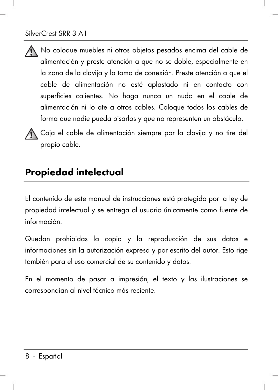 Propiedad intelectual | Silvercrest SRR 3 A1 User Manual | Page 10 / 110