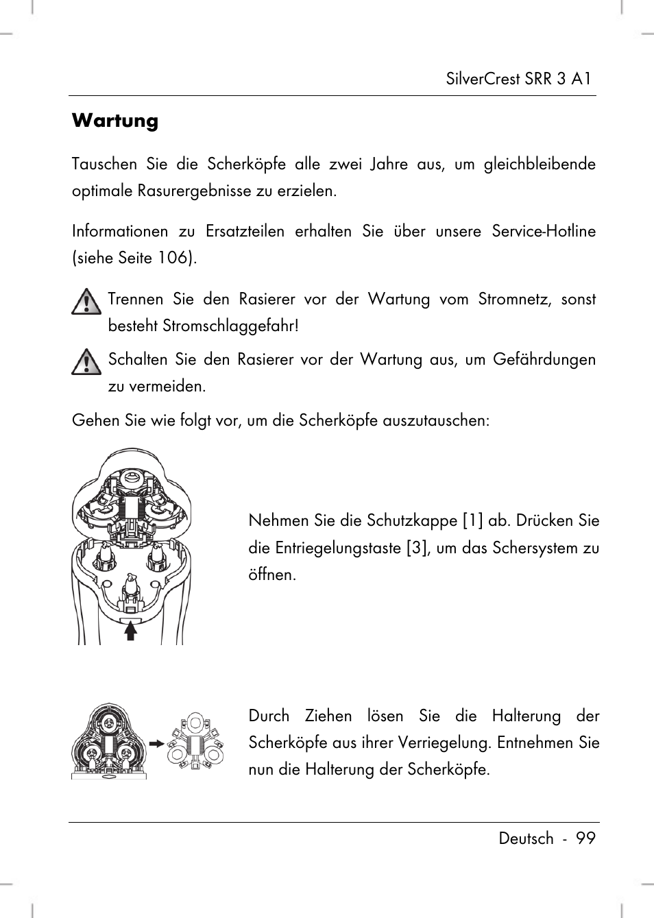 Wartung | Silvercrest SRR 3 A1 User Manual | Page 101 / 110