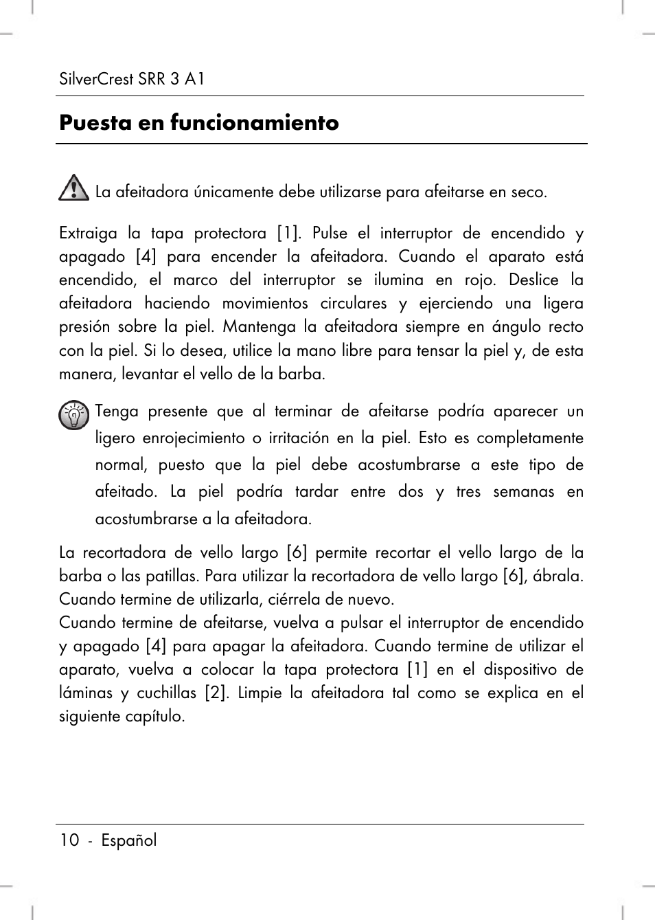 Puesta en funcionamiento | Silvercrest SRR 3 A1 User Manual | Page 12 / 110