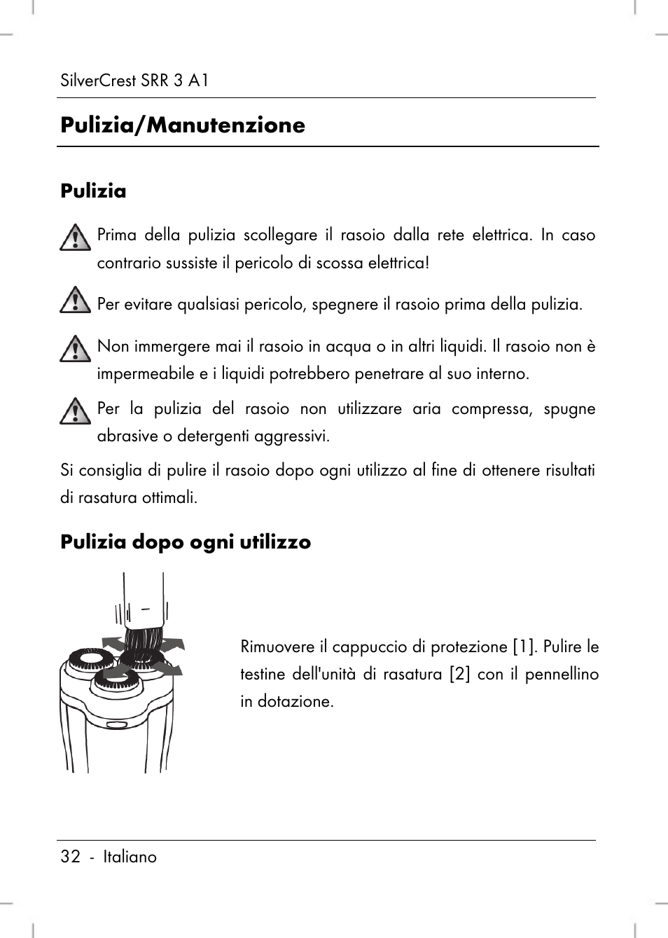 Pulizia/manutenzione | Silvercrest SRR 3 A1 User Manual | Page 34 / 110