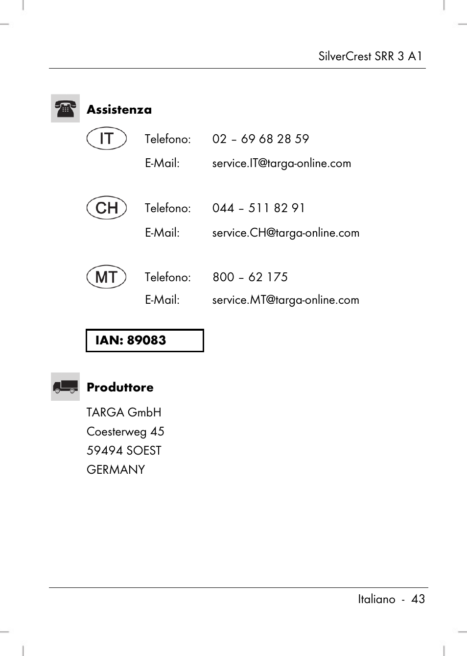 Silvercrest SRR 3 A1 User Manual | Page 45 / 110