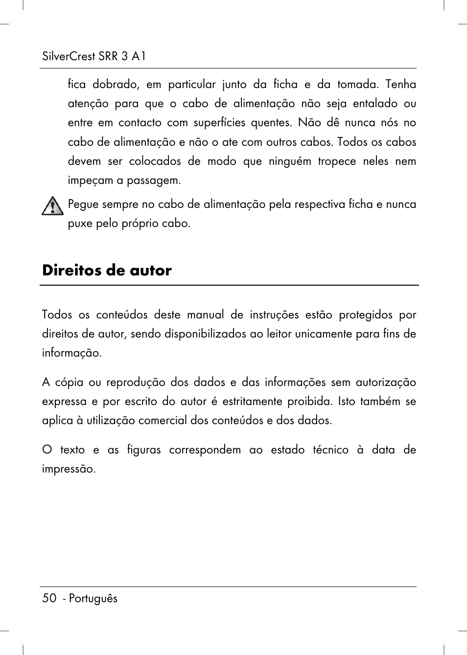 Direitos de autor | Silvercrest SRR 3 A1 User Manual | Page 52 / 110
