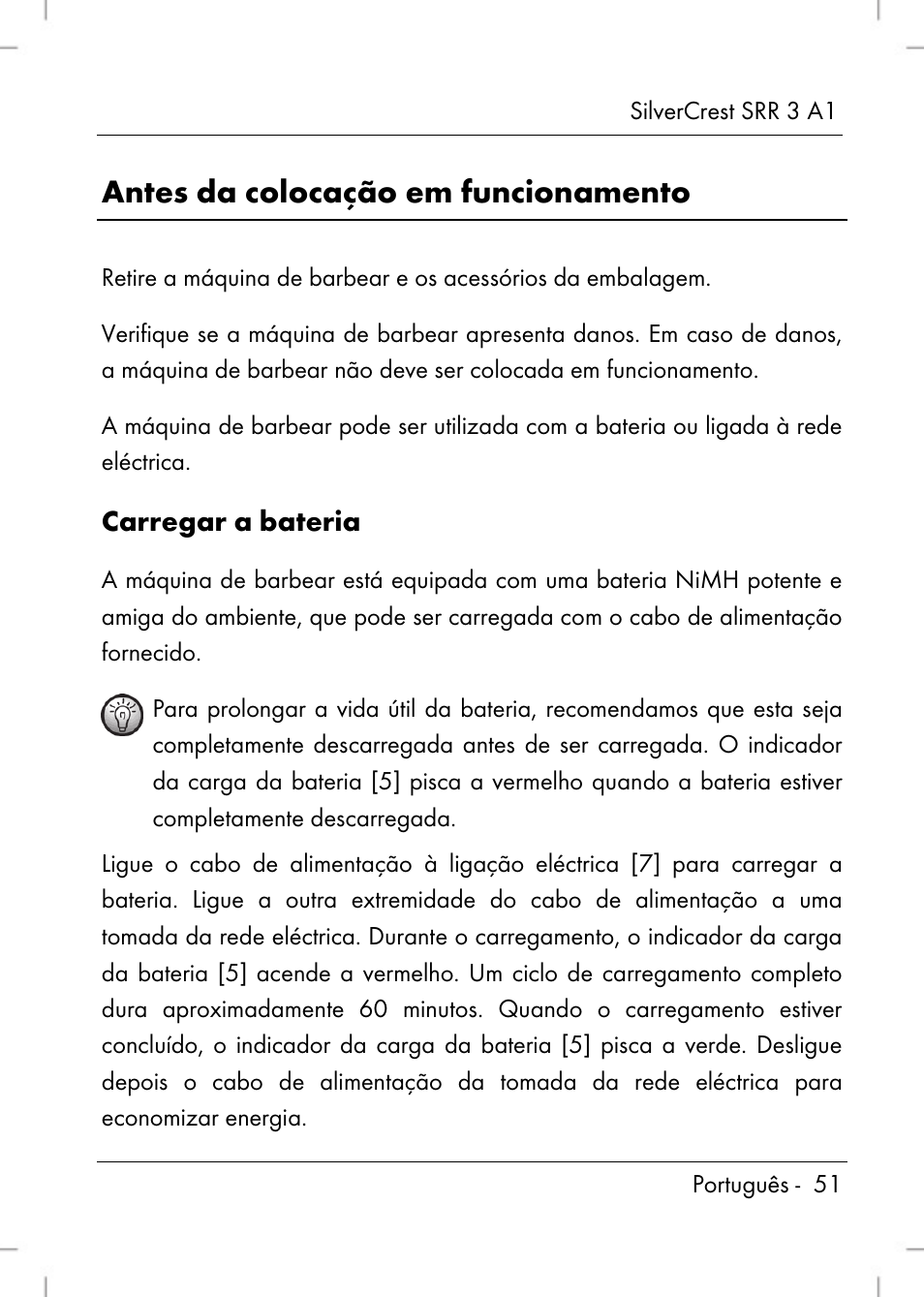 Antes da colocação em funcionamento | Silvercrest SRR 3 A1 User Manual | Page 53 / 110