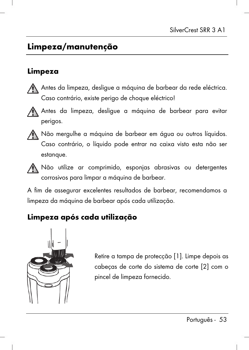 Limpeza/manutenção | Silvercrest SRR 3 A1 User Manual | Page 55 / 110