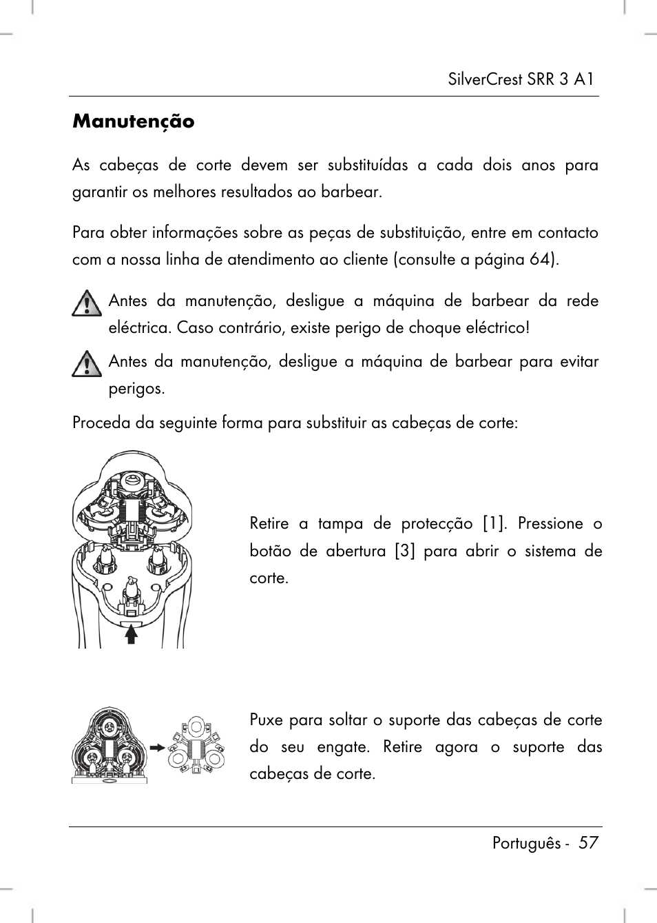 Manutenção | Silvercrest SRR 3 A1 User Manual | Page 59 / 110