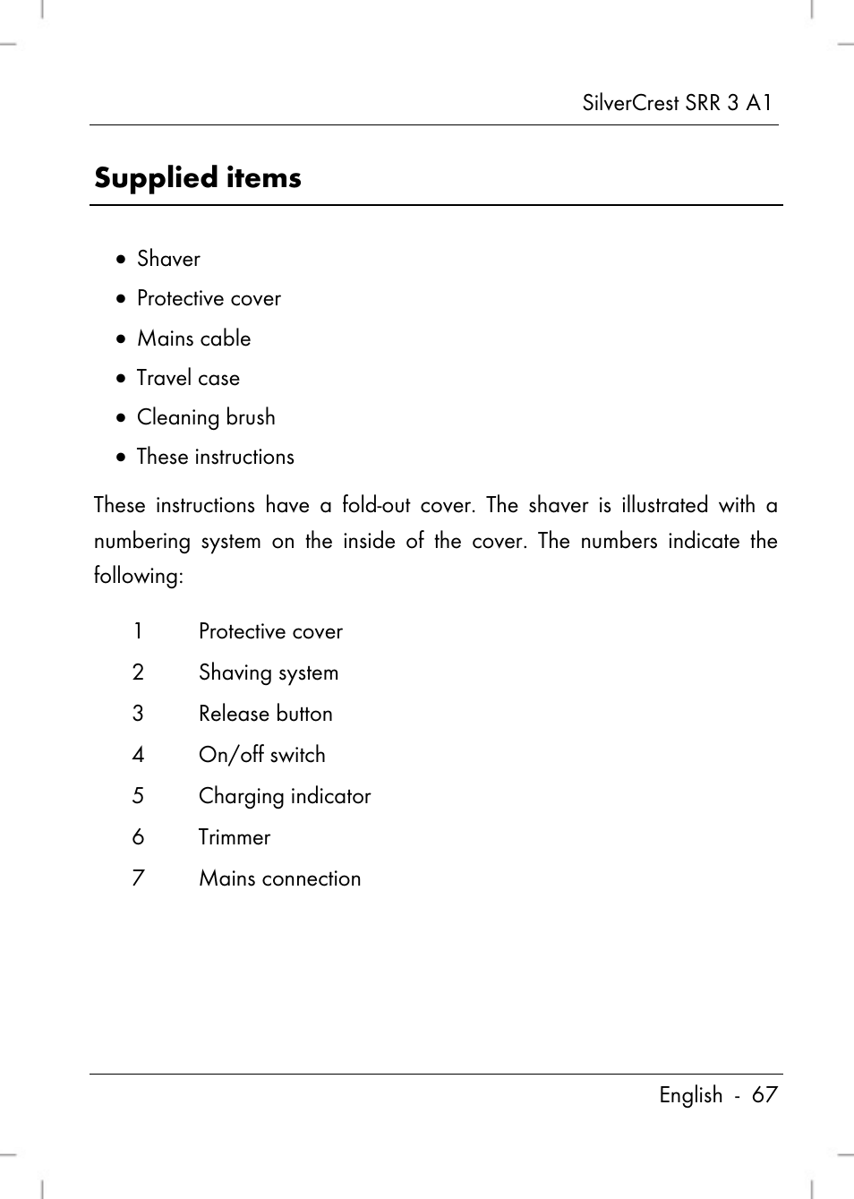 Supplied items | Silvercrest SRR 3 A1 User Manual | Page 69 / 110