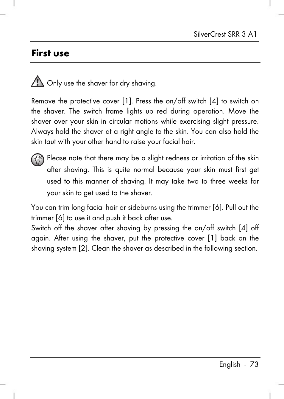 First use | Silvercrest SRR 3 A1 User Manual | Page 75 / 110