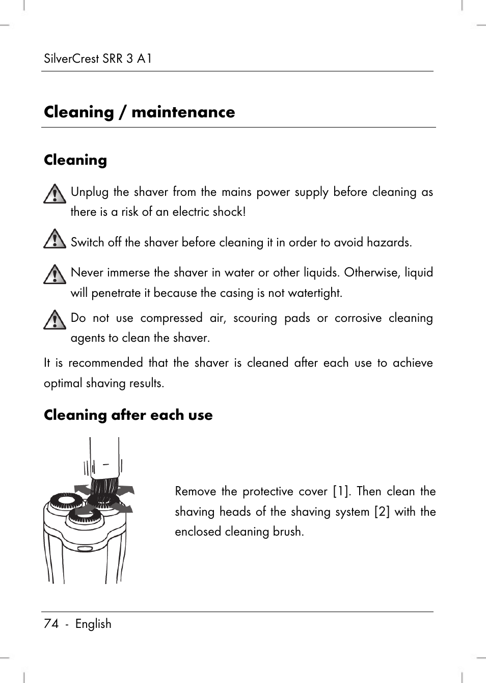 Cleaning / maintenance | Silvercrest SRR 3 A1 User Manual | Page 76 / 110