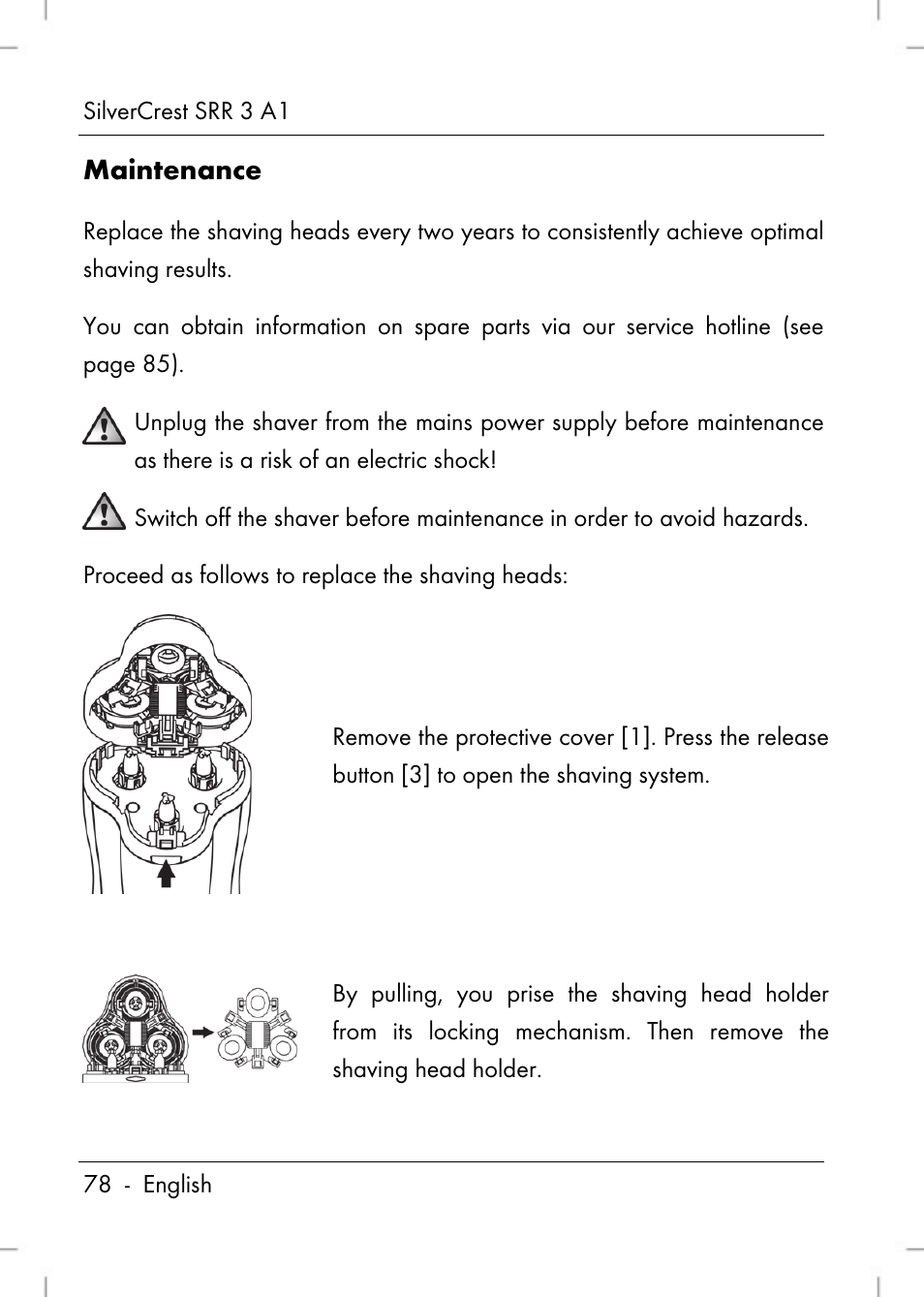 Maintenance | Silvercrest SRR 3 A1 User Manual | Page 80 / 110
