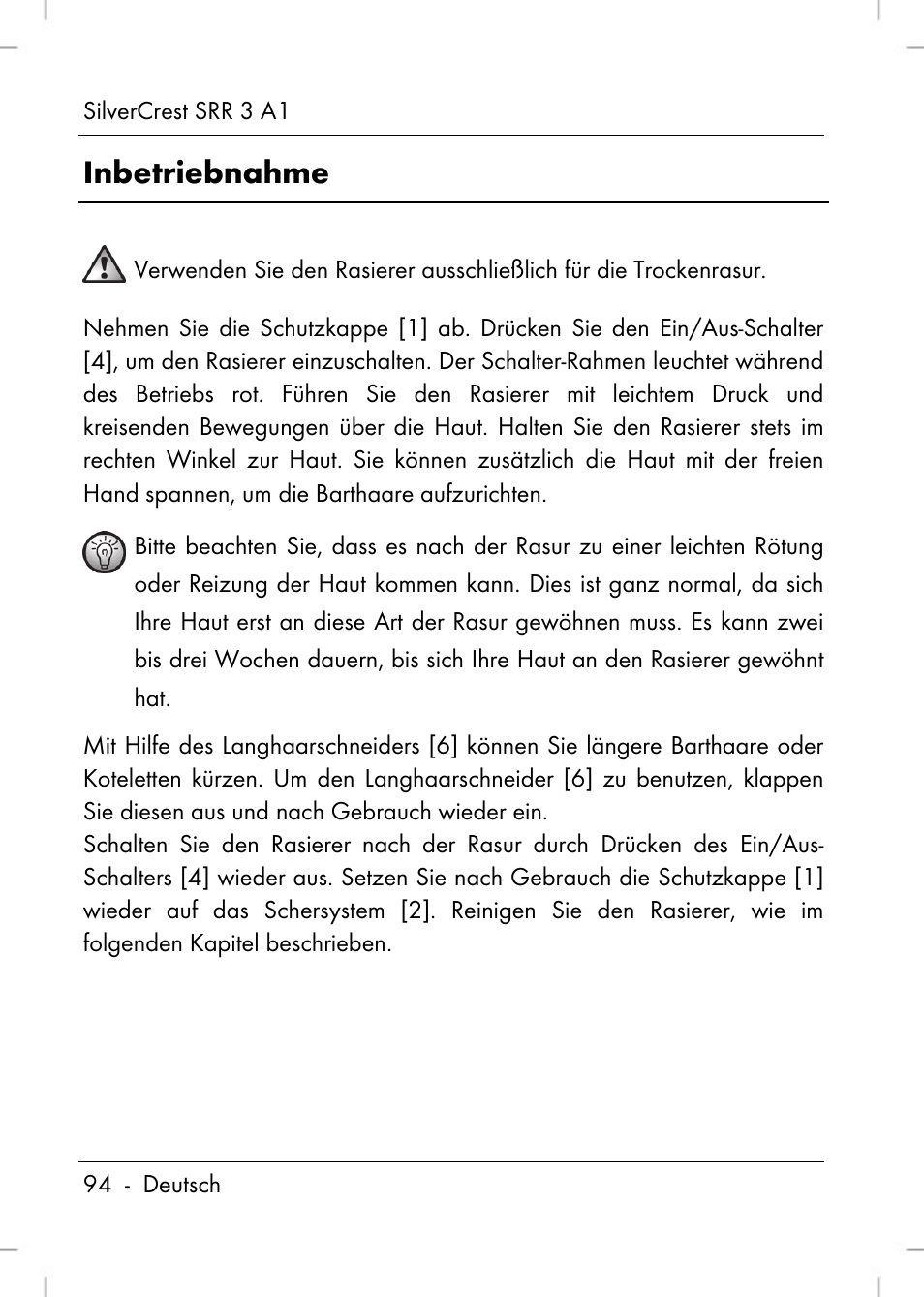 Inbetriebnahme | Silvercrest SRR 3 A1 User Manual | Page 96 / 110