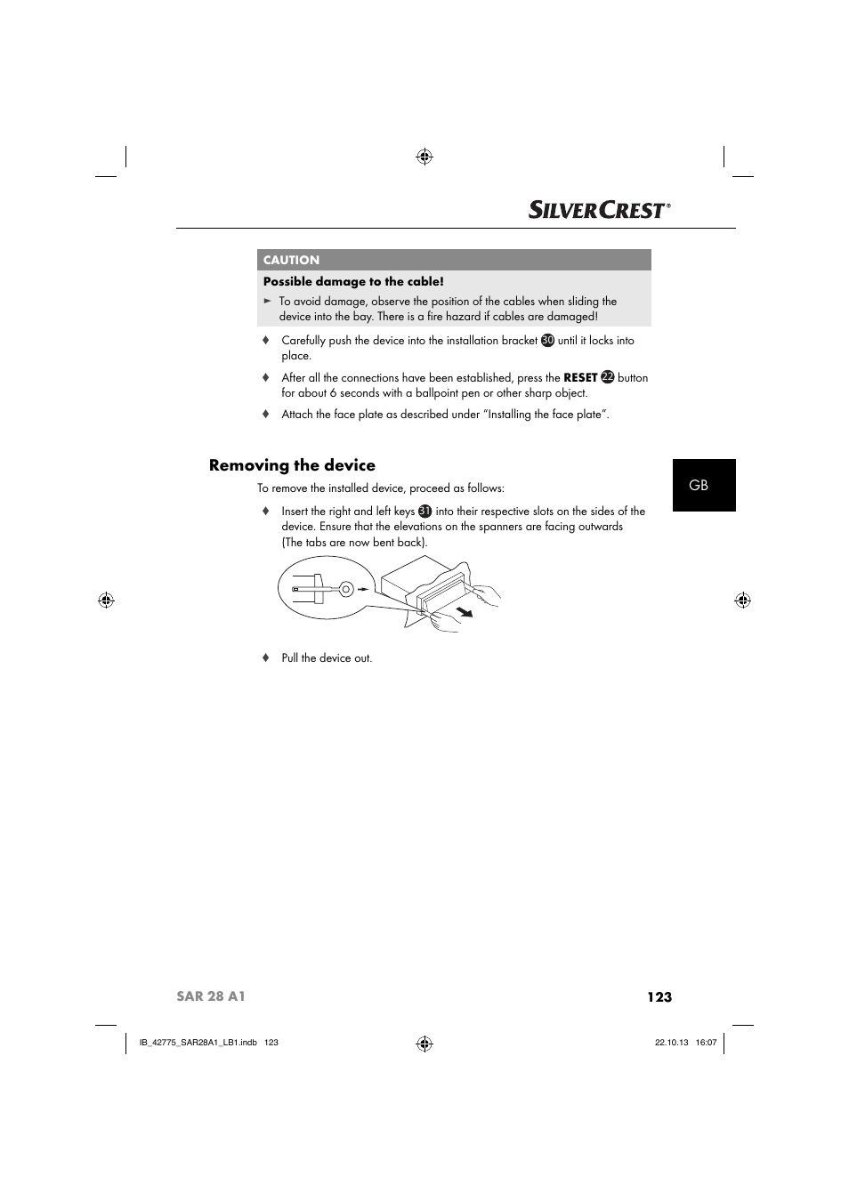 Removing the device | Silvercrest SAR 28 A1 User Manual | Page 127 / 145