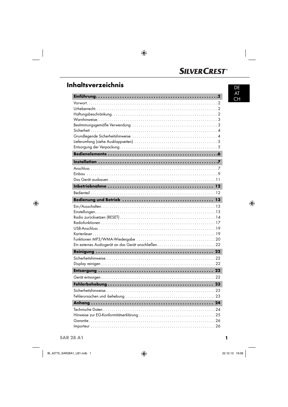 Silvercrest SAR 28 A1 User Manual | Page 5 / 145