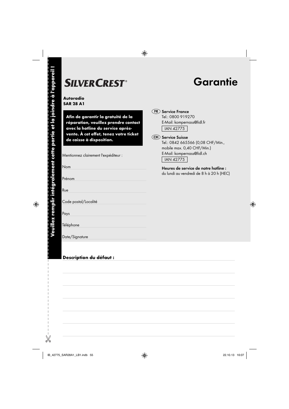 Garantie | Silvercrest SAR 28 A1 User Manual | Page 59 / 145