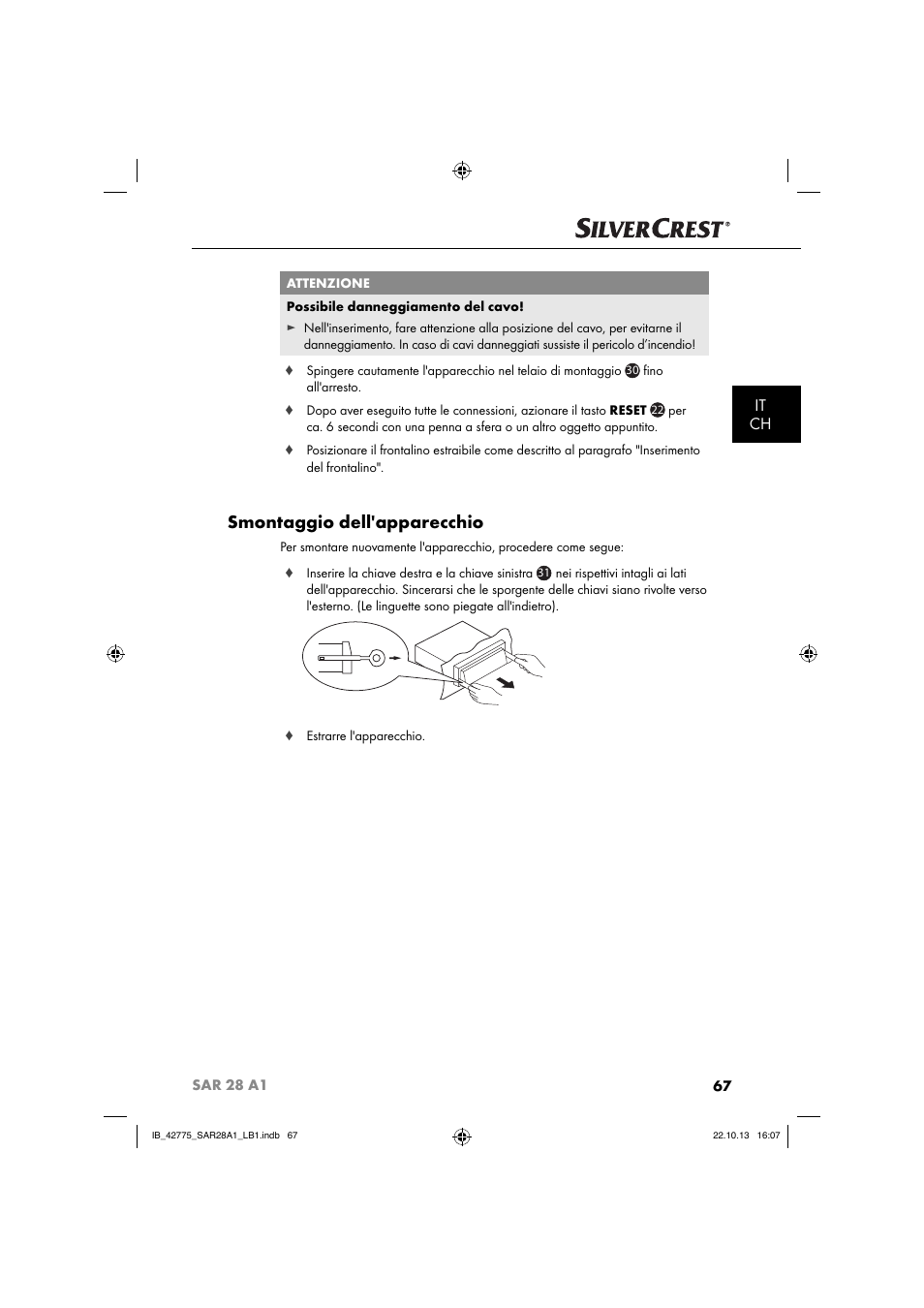 Smontaggio dell'apparecchio, It ch | Silvercrest SAR 28 A1 User Manual | Page 71 / 145