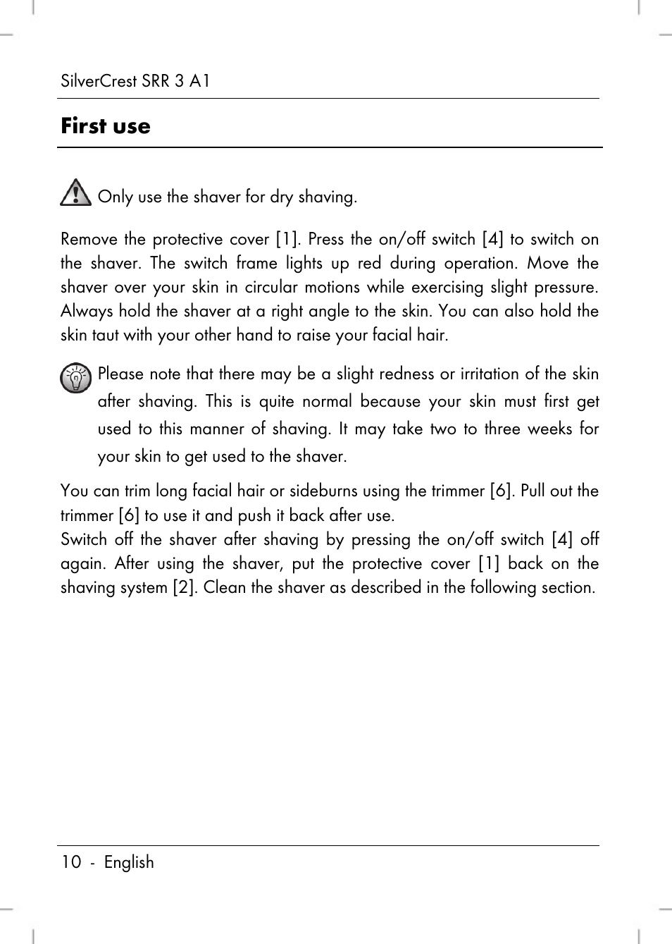 First use | Silvercrest SRR 3 A1 User Manual | Page 12 / 110