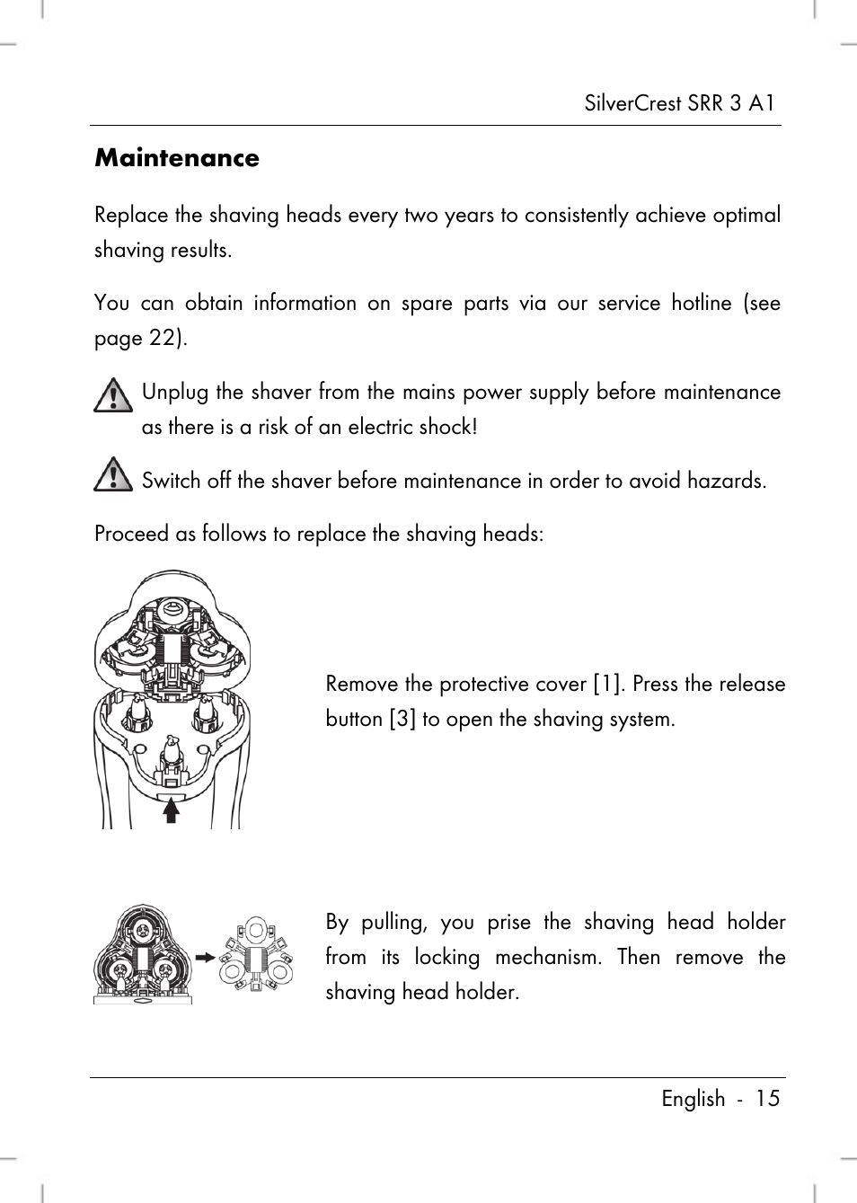 Maintenance | Silvercrest SRR 3 A1 User Manual | Page 17 / 110