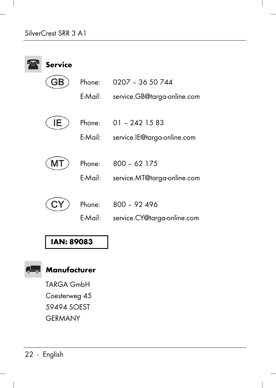 Silvercrest SRR 3 A1 User Manual | Page 24 / 110