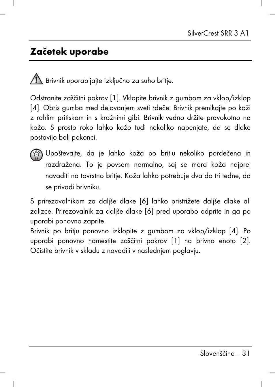 Začetek uporabe | Silvercrest SRR 3 A1 User Manual | Page 33 / 110