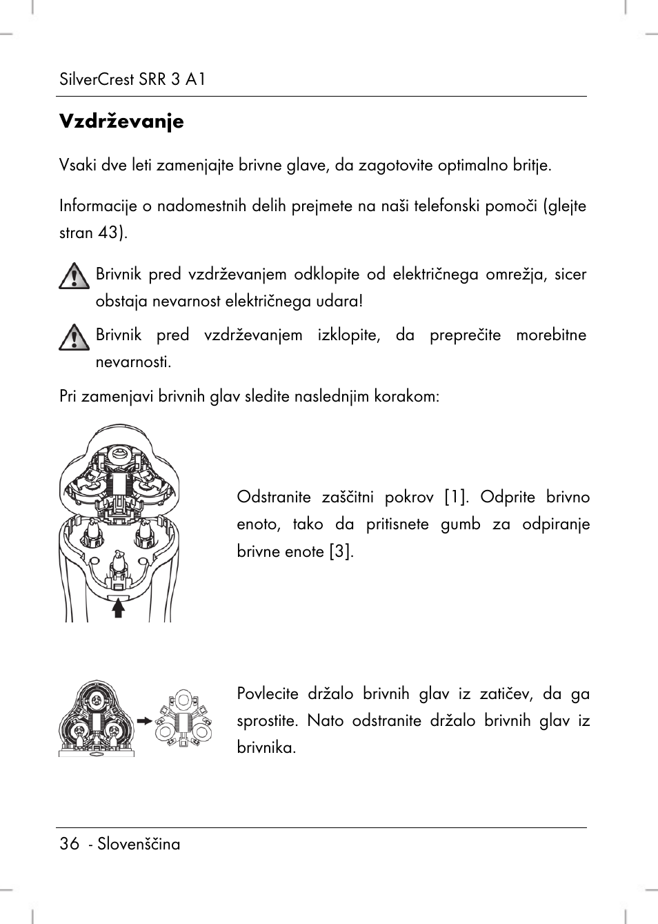 Vzdrževanje | Silvercrest SRR 3 A1 User Manual | Page 38 / 110
