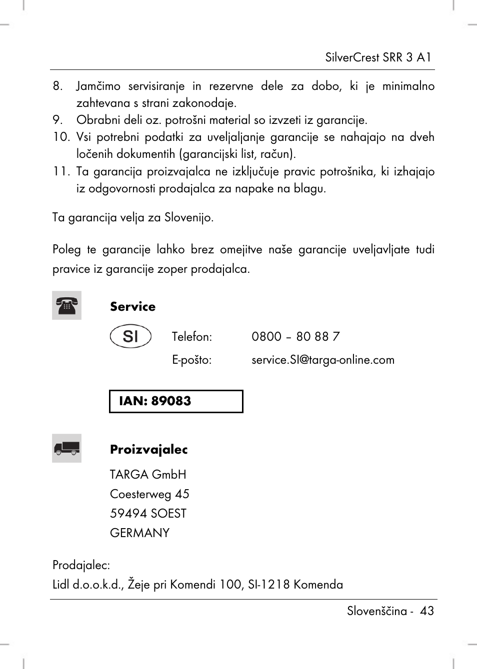 Silvercrest SRR 3 A1 User Manual | Page 45 / 110