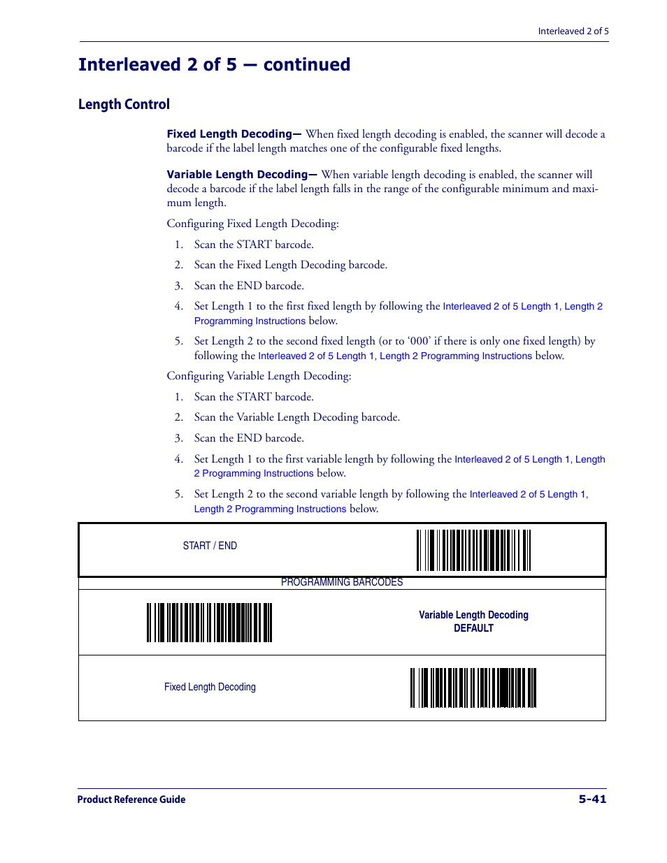 Length control, Length control -41, Interleaved 2 of 5 — continued | Datalogic Scanning 1000I User Manual | Page 117 / 176