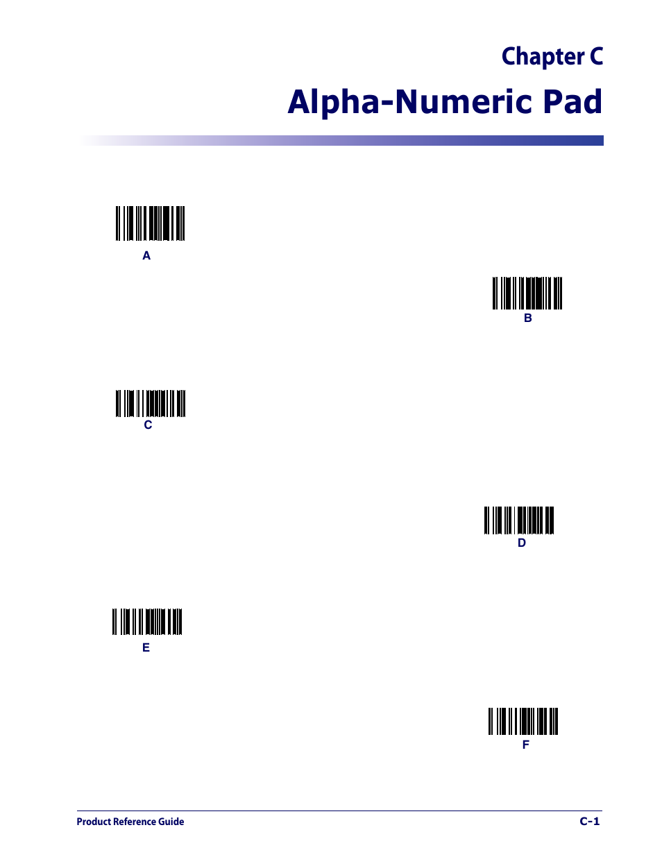 Alpha-numeric pad, Appendix c, alpha-numeric pad, Appendix c, alpha | Numeric pad, E in, Represen, Chapter c | Datalogic Scanning 1000I User Manual | Page 159 / 176