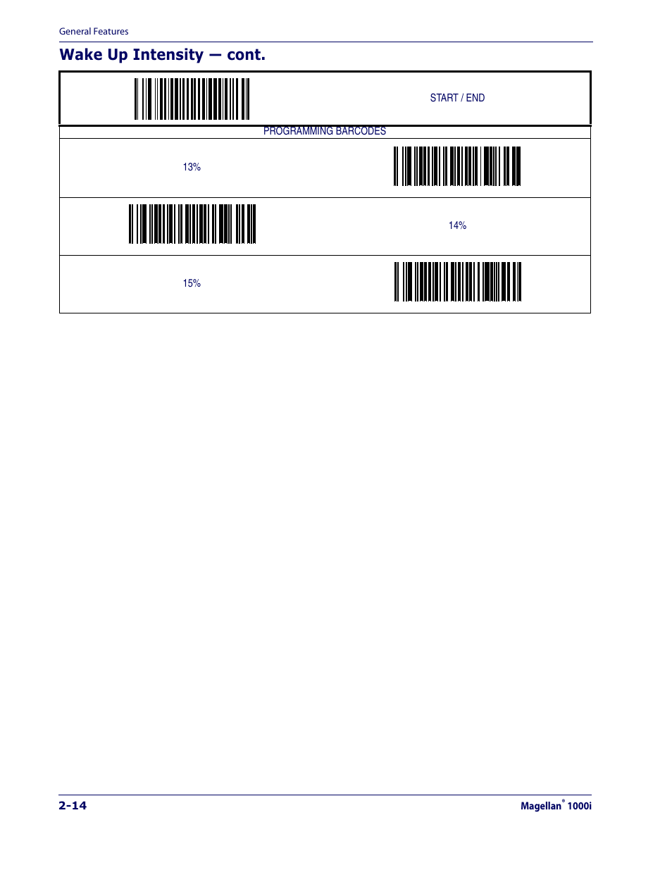 Wake up intensity — cont | Datalogic Scanning 1000I User Manual | Page 26 / 176